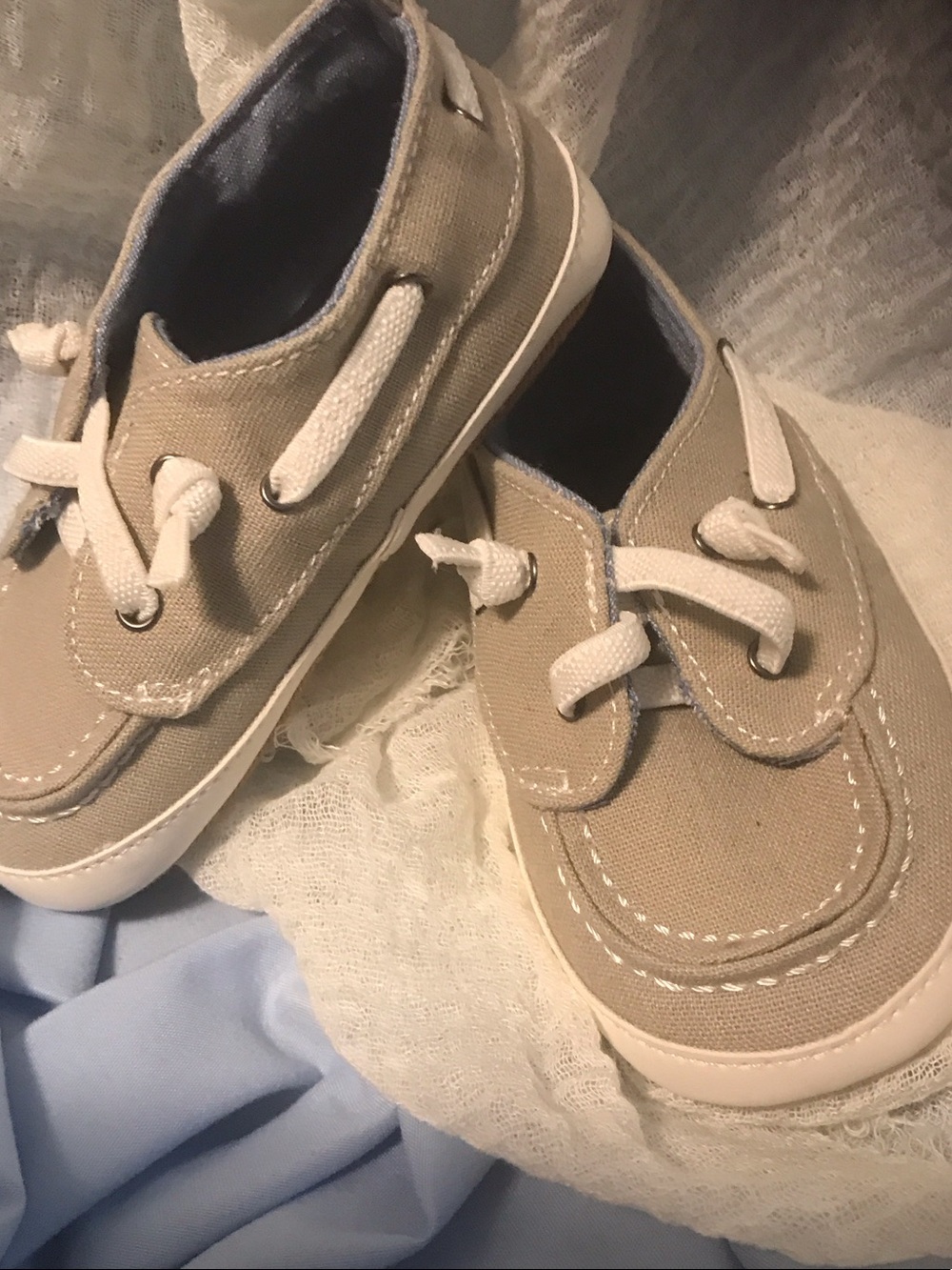 Old Navy Beige Canvas Kids Sneakers with White Accents
